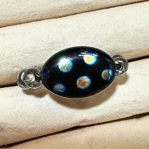 Handcrafted Holographic Style Bead Ring Fashion Ring Blue Size 6